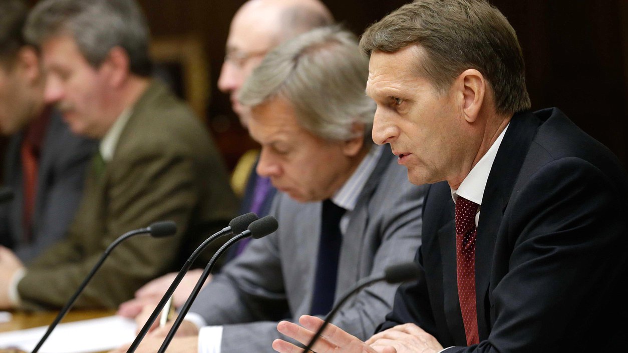 Встреча Председателя Государственной Думы Сергея Нарышкина с Директором Бюро по демократическим институтам и правам человека Организации по безопасности и сотрудничеству в Европе Михаэлем Линком. 