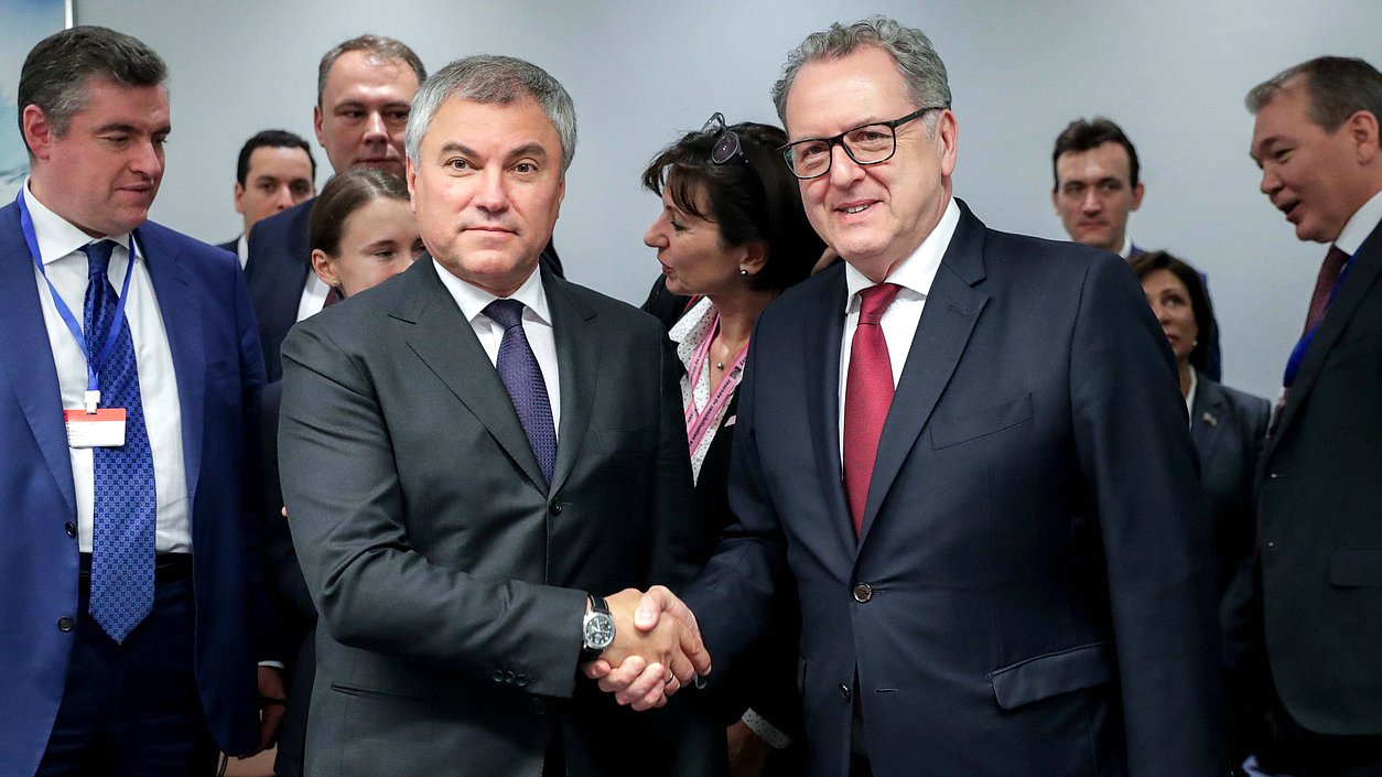 Chairman of the State Duma Viacheslav Volodin and President of the French National Assembly Richard Ferrand