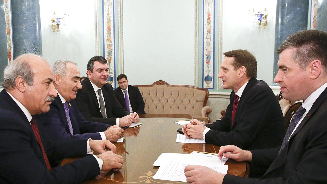 Встреча Сергея Нарышкина с председателем Национального Собрания Республики Армения Галустом Саакяном.