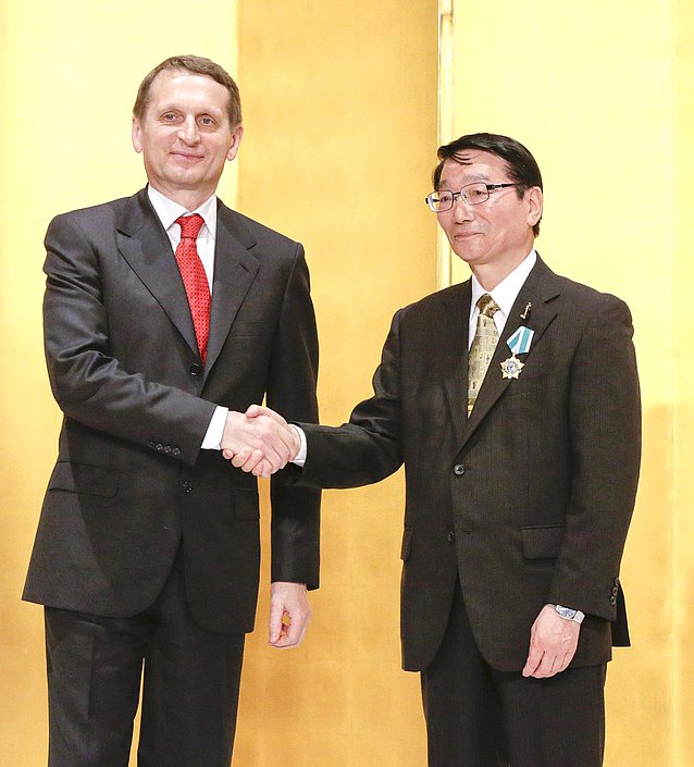   Рабочий визит Председателя Государственной Думы в Японию. Сергей Нарышкин и Хидэо Нагацуки.