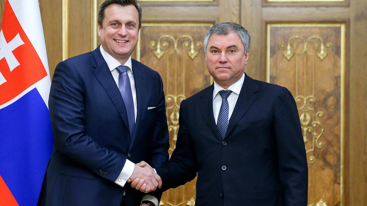 Chairman of the State Duma Viacheslav Volodin and Speaker of the National Council of the Slovak Republic Andrej Danko