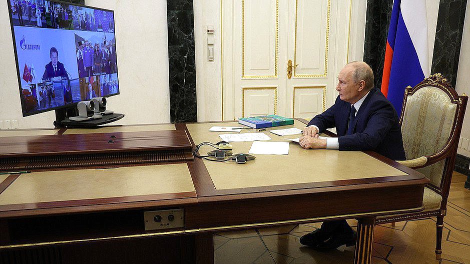 Церемония открытия объектов газификации (в режиме видеоконференции). Фото: kremlin.ru