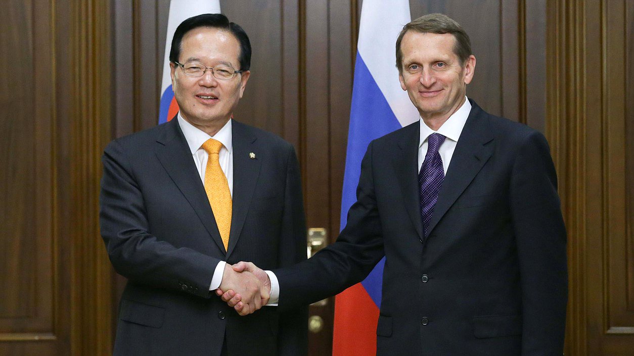 Встреча Председателя Государственной Думы Федерального Собрания Российской Федерации С.Е.Нарышкина с Председателем Национального собрания Республики Корея Чон Ый Хва. 