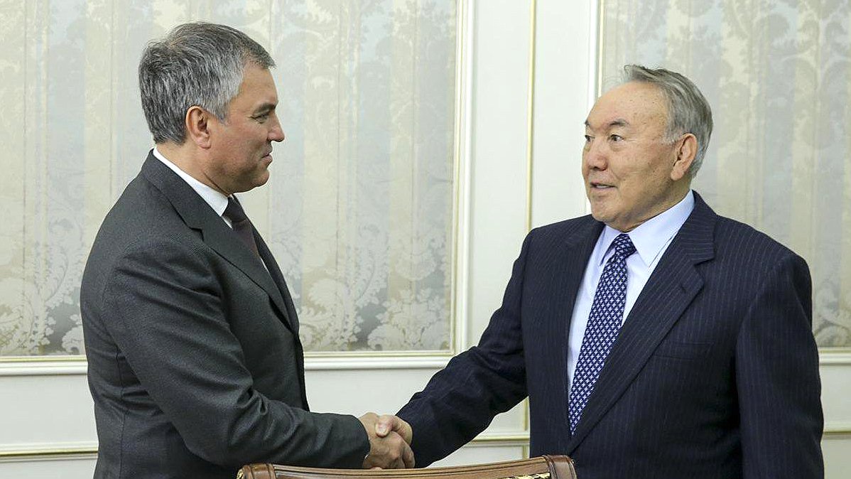 Chairman of the State Duma Viacheslav Volodin and President of Kazakhstan Nursultan Nazarbayev