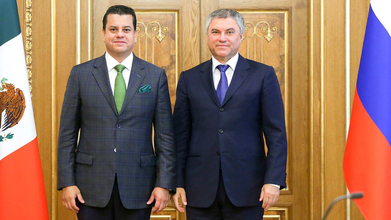 Chairman of the State Duma Viacheslav Volodin and President of the Chamber of Deputies of the General Congress of the United Mexican State Edgar Romo Garcia