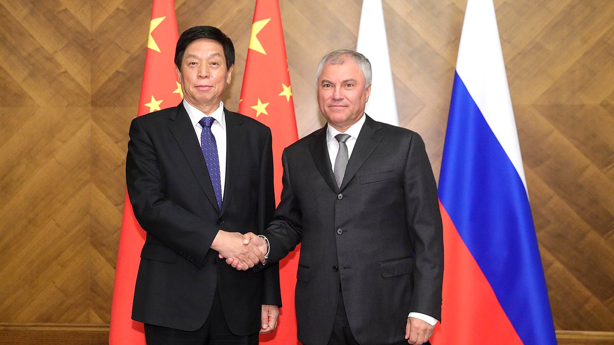 Chairman of the Standing Committee of the National People's Congress of the People's Republic of China Li Zhanshu and Chairman of the State Duma Vyacheslav Volodin