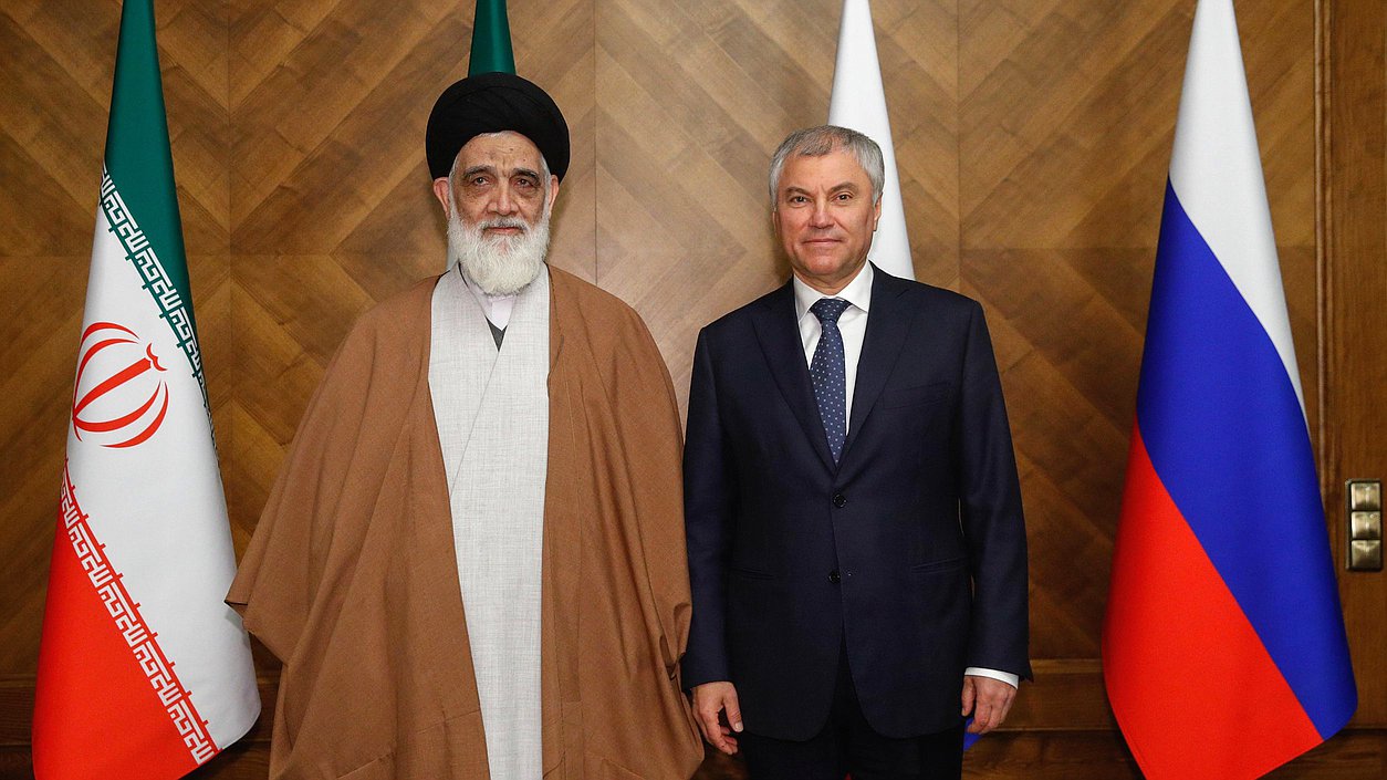 Chairman of the State Duma Vyacheslav Volodin and Chief of the Supreme Court of the Islamic Republic of Iran Seyyed Ahmad Mortazavi Moghaddam