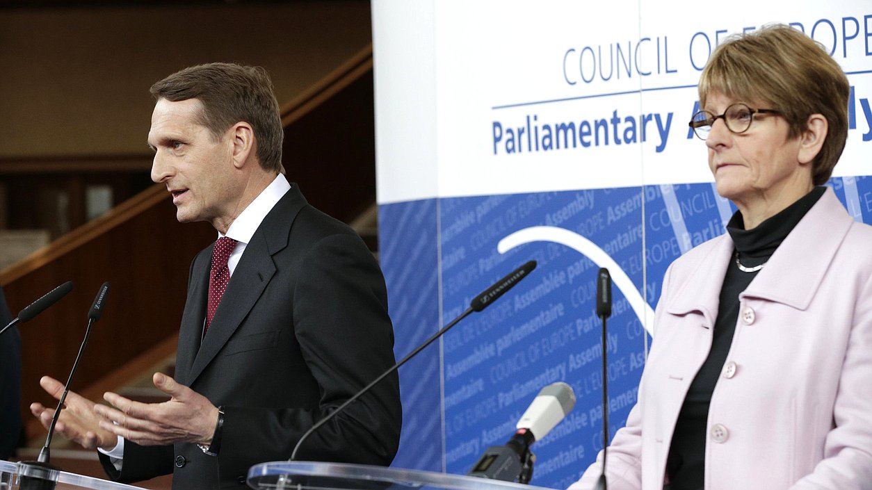 Рабочий визит Председателя Государственной Думы Федерального Собрания Российской Федерации С.Е. Нарышкина во Французскую Республику. Заявление С.Е. Нарышкина и А. Брассёр для прессы.