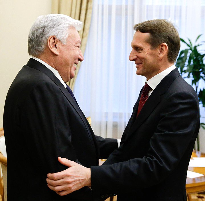 Встреча Председателя Государственной Думы Российской Федерации с Председателем Мажилиса Парламента Республики Казахстан Кабибуллой Джакуповым