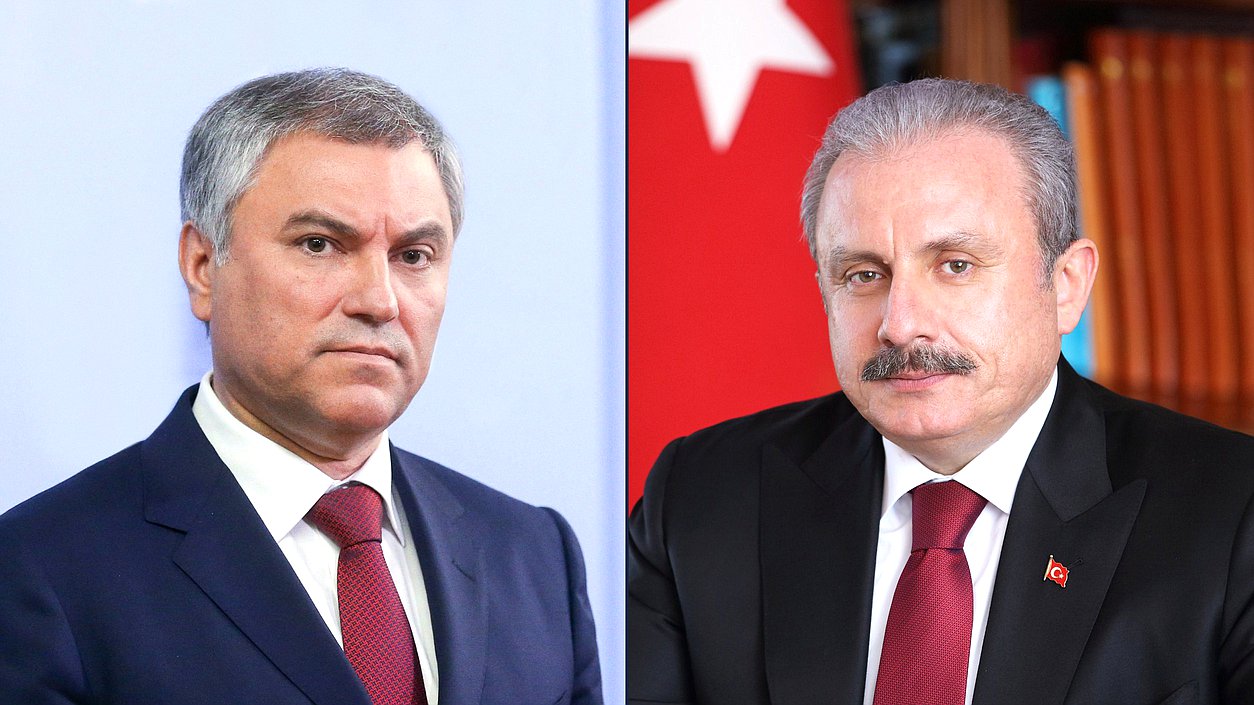 Chairman of the State Duma Vyacheslav Volodin and Speaker of the Grand National Assembly of Turkey Mustafa Şentop