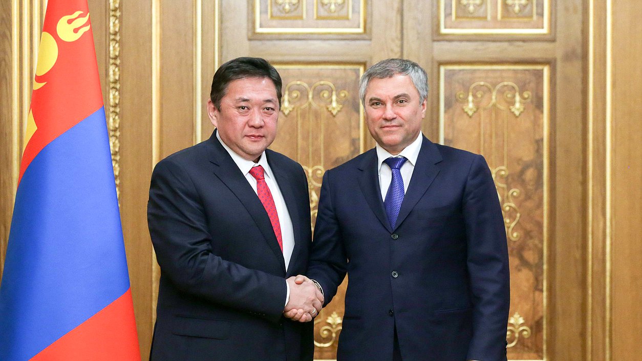 Chairman of the State Duma Viacheslav Volodin and Chairman of the State Great Khural of Mongolia Miyegombyn Enkhbold