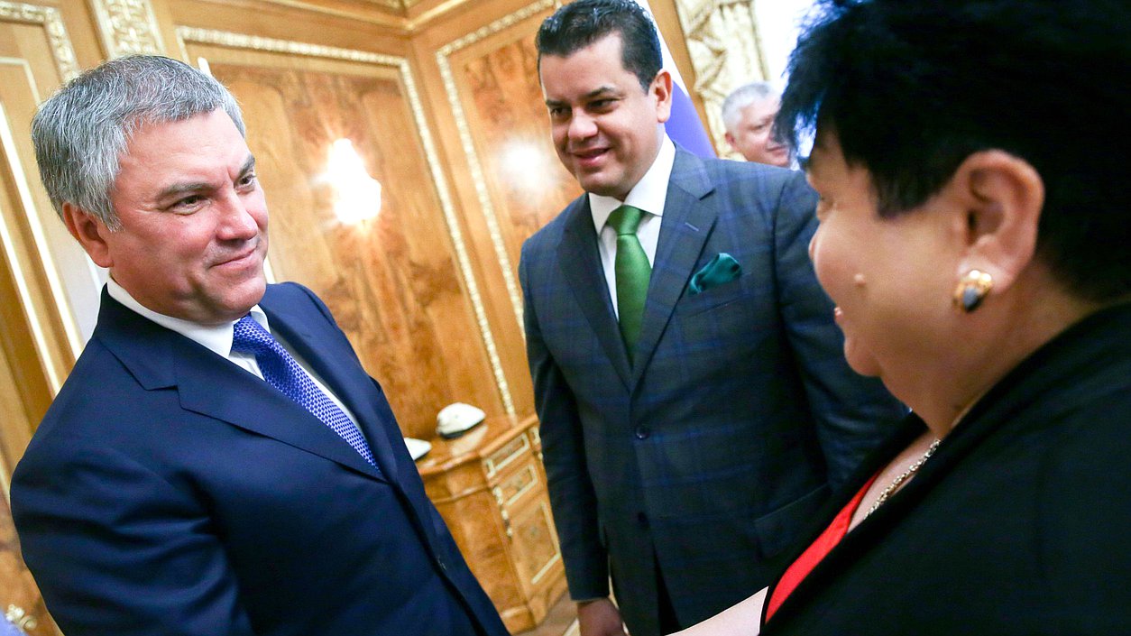 Chairman of the State Duma Viacheslav Volodin and President of the Chamber of Deputies of the General Congress of the United Mexican State Edgar Romo Garcia