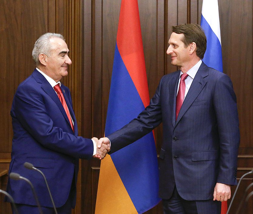    Встреча Председателя Государственной Думы Сергея Нарышкина с Председателем Национального Собрания Республики Армения Галстом Сааксяном.