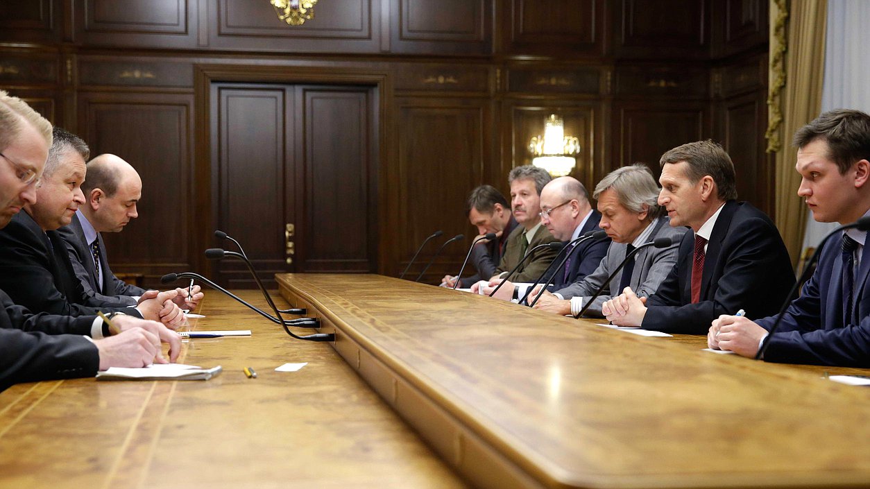 Встреча Председателя Государственной Думы Сергея Нарышкина с Директором Бюро по демократическим институтам и правам человека Организации по безопасности и сотрудничеству в Европе Михаэлем Линком. 