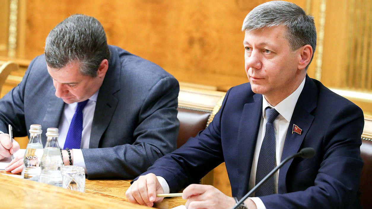Chairman of the Committee on International Affairs Leonid Slutsky and First Deputy Chairman of the Committee on International Affairs Dmitry Novikov