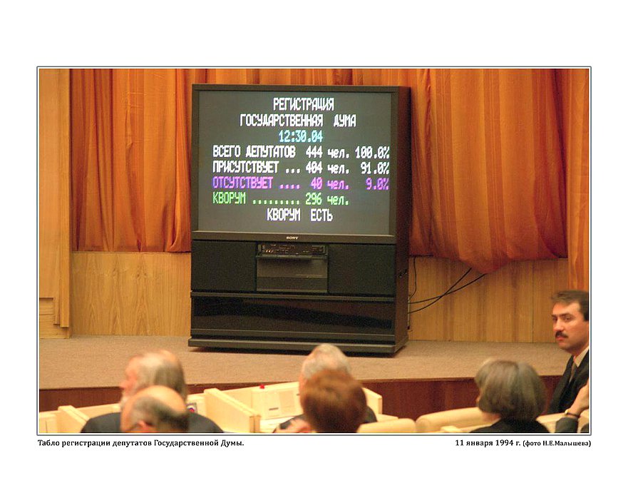 Табло регистрации депутатов Государственной Думы. 11 января 1994г.   фото Н.Е. Малышева