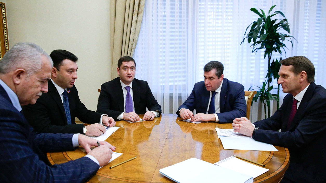 Встреча Председателя Государственной Думы Российской Федерации Сергея Нарышкина с заместителем Председателя Национального Собрания Республики Армения Эдуардом Шармазановым 