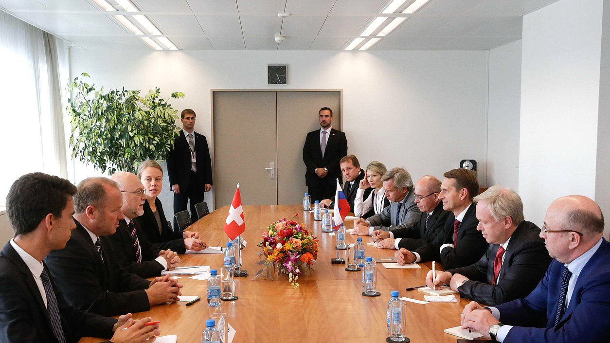   Встреча Сергея Нарышкина с Председателем Национального Совета Федерального Совета Швейцарской Конфедерации Руди Лустенбергом.