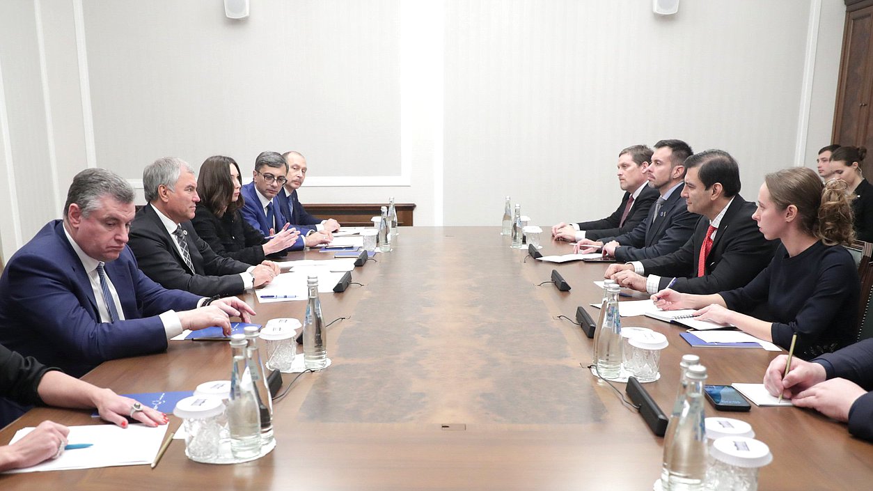 Meeting of Chairman of the State Duma Vyacheslav Volodin and President of the Chamber of Senators of the National Congress of Paraguay Silvio Adalberto Ovelar Benítez