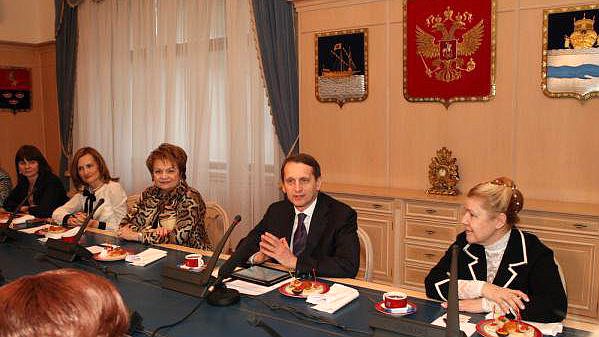 Выступление Председателя Государственной Думы С.Е.Нарышкина на встрече с женщинами-законодателями 6 марта 