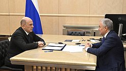 Председатель Правительства РФ Михаил Мишустин и Председатель Государственной Думы Вячеслав Володин. Фото: пресс-служба Правительства РФ