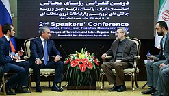 Председатель Государственной Думы Вячеслав Володин и Председатель Собрания Исламского Совета Исламской Республики Иран Али Лариджани