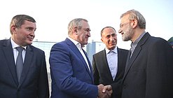 Deputy Chairman of the State Duma Sergei Neverov and Chairman of the Islamic Consultative Assembly of the Islamic Republic of Iran Ali Larijani