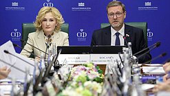 Deputy Speaker of the Federation Council Konstantin Kosachev and Deputy Chairwoman of the State Duma Irina Yarovaya
