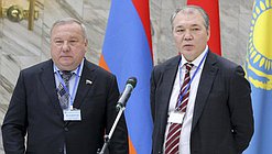 Chairman of the Committee on Defence Vladimir Shamanov and Chairman of the Committee on Issues of the Commonwealth of Independent States and Contacts with Fellow Countryman Leonid Kalashnikov