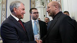 Chairman of the State Duma Vyacheslav Volodin and Speaker of the Islamic Consultative Assembly of the Islamic Republic of Iran Mohammad Bagher Ghalibaf