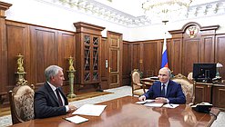 Встреча Президента РФ Владимира Путина с Председателем Государственной Думы Вячеславом Володиным. Фото: kremlin.ru