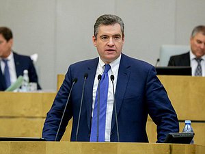 Председатель Комитета  по международным делам Леонид Слуцкий во время пленарного заседания.Фото: Анна Исакова/Фотослужба Государственной Думы.