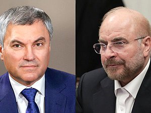 Председатель ГД Вячеслав Володин и Председатель Собрания Исламского Совета (парламента) Ирана Мохаммад Багер Галибаф