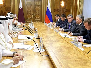 Встреча Председателя Государственной Думы Вячеслава Володина с Председателем Консультативного совета Государства Катар Ахмадом Бен Абдаллой Аль Махмудом