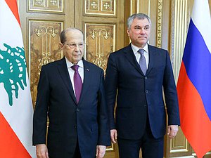 Chairman of the State Duma Viacheslav Volodin and President of the Lebanese Republic Michel Naim Aoun