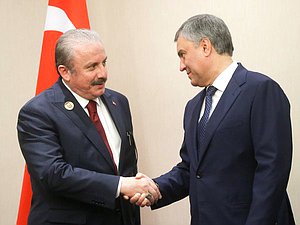 Speaker of the Grand National Assembly Mustafa Şentop and Chairman of the State Duma Viacheslav Volodin