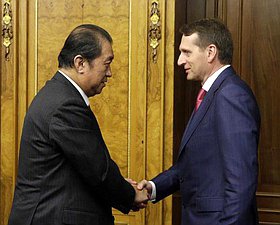 Сергей Нарышкин встретился с депутатом Палаты представителей Парламента Японии, председателем общества «Япония-Россия» Кунио Хатоямой