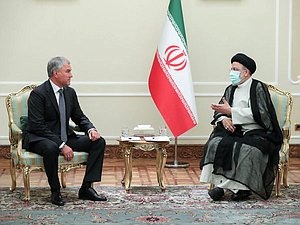 Chairman of the State Duma Viacheslav Volodin and President of the Islamic Republic of Iran Seyyed Ebrahim Raisi