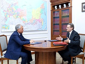 Председатель Государственной Думы Вячеслав Володин и губернатор Вологодской области Георгий Филимонов