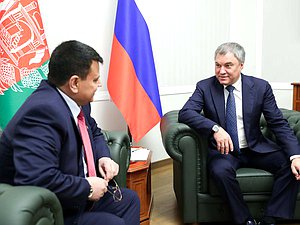 Chairman of the State Duma Viacheslav Volodin and Speaker of the House of the People of the National Assembly of the Islamic Republic of Afghanistan Mir Rahman Rahmani