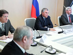 Председатель Государственной Думы Вячеслав Володин и Первые заместители Председателя Государственной Думы Александр Жуков и Иван Мельников