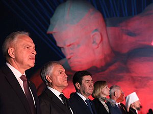 Председатель Государственной Думы Вячеслав Володин и Председатель Палаты представителей Национального собрания Республики Беларусь Игорь Сергеенко. Митинг-реквием, приуроченный к 85-й годовщине начала Великой Отечественной войны