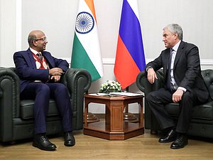 Chairman of the State Duma Vyacheslav Volodin and Chairman of the State Duma Vyacheslav Volodin held a working meeting with the Ambassador Extraordinary and Plenipotentiary of India to the Russian Federation Vinay Kumar