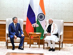 Chairman of the State Duma Viacheslav Volodin and Prime Minister of India Narendra Modi