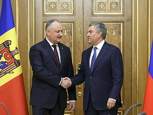 President of the Republic of Moldova Igor Dodon and Chairman of the State Duma Viacheslav Volodin
