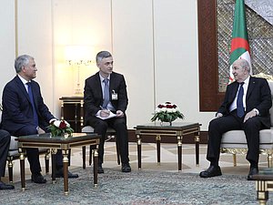 Chairman of the State Duma Vyacheslav Volodin and President of the People's Democratic Republic of Algeria Abdelmadjid Tebboune