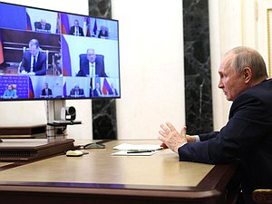 Совещание с постоянными членами Совета Безопасности (в режиме видеоконференции). Фото: kremlin.ru