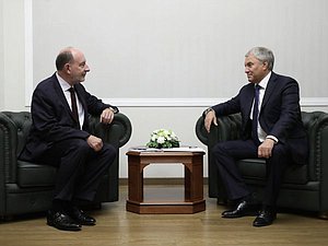 Chairman of the State Duma Vyacheslav Volodin and French public figure, grandson of the first President of the French Fifth Republic, Pierre de Gaulle