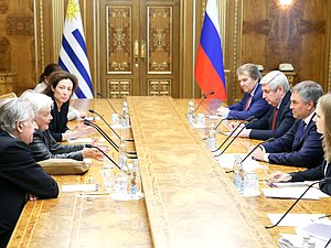 Председатель Государственной Думы Вячеслав Володин и вице-президент, Председатель Генеральной Ассамблеи и Сената Восточной Республики Уругвай Лусия Тополански