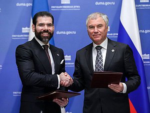 Chairman of the State Duma Vyacheslav Volodin and Special Representative of the President of Nicaragua for Russian Affairs Laureano Facundo Ortega Murillo
